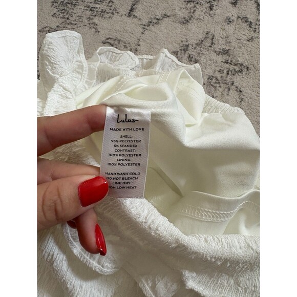 Lulus Eye-Catching Presence White Smock Tiered Strapless Midi Dress Small Beach - Picture 7 of 7